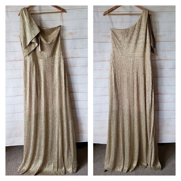 Dress The Population Savanah Metallic One Shoulder Maxi Dress Women's Size 2X - Picture 3 of 11